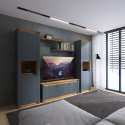 Комплект в гостиную EVR- Нордик-1 дуб крафт золотой + фасад графит