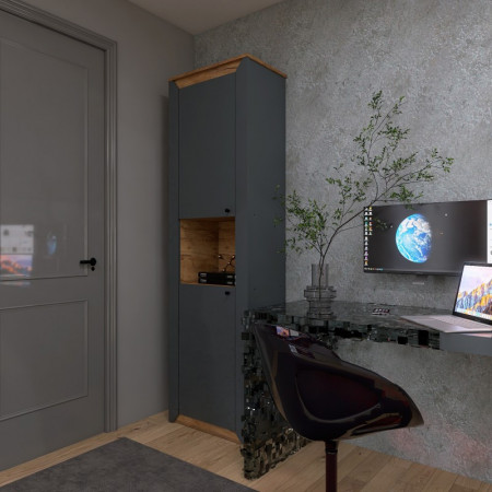 Комплект в гостиную EVR- Нордик-1 дуб крафт золотой + фасад графит