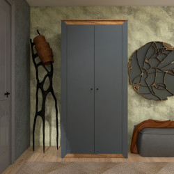 Шкаф распашной на 2 двери EVR- Нордик-990 дуб крафт золотой + фасад графит 