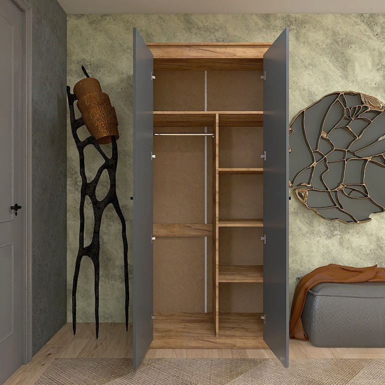 Шкаф распашной на 2 двери EVR- Нордик-990 дуб крафт золотой + фасад графит 