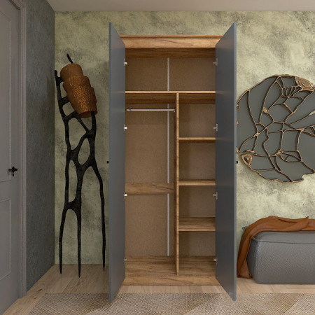 Шкаф распашной на 2 двери EVR- Нордик-990 дуб крафт золотой + фасад графит 