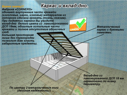 Кровать с подъемным механизмом COR- Рига 