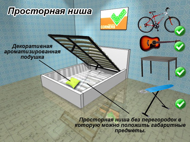 Кровать с подъемным механизмом COR- Рига 