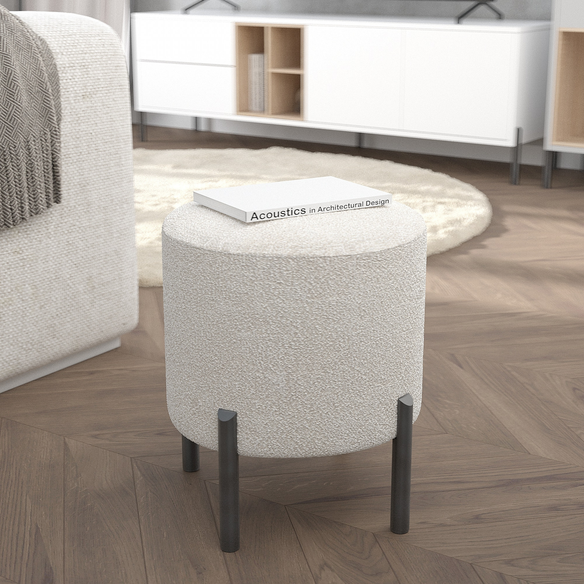 Пуф на ножках 43х35 KOD- Пуф-Ларго (ткань букле)