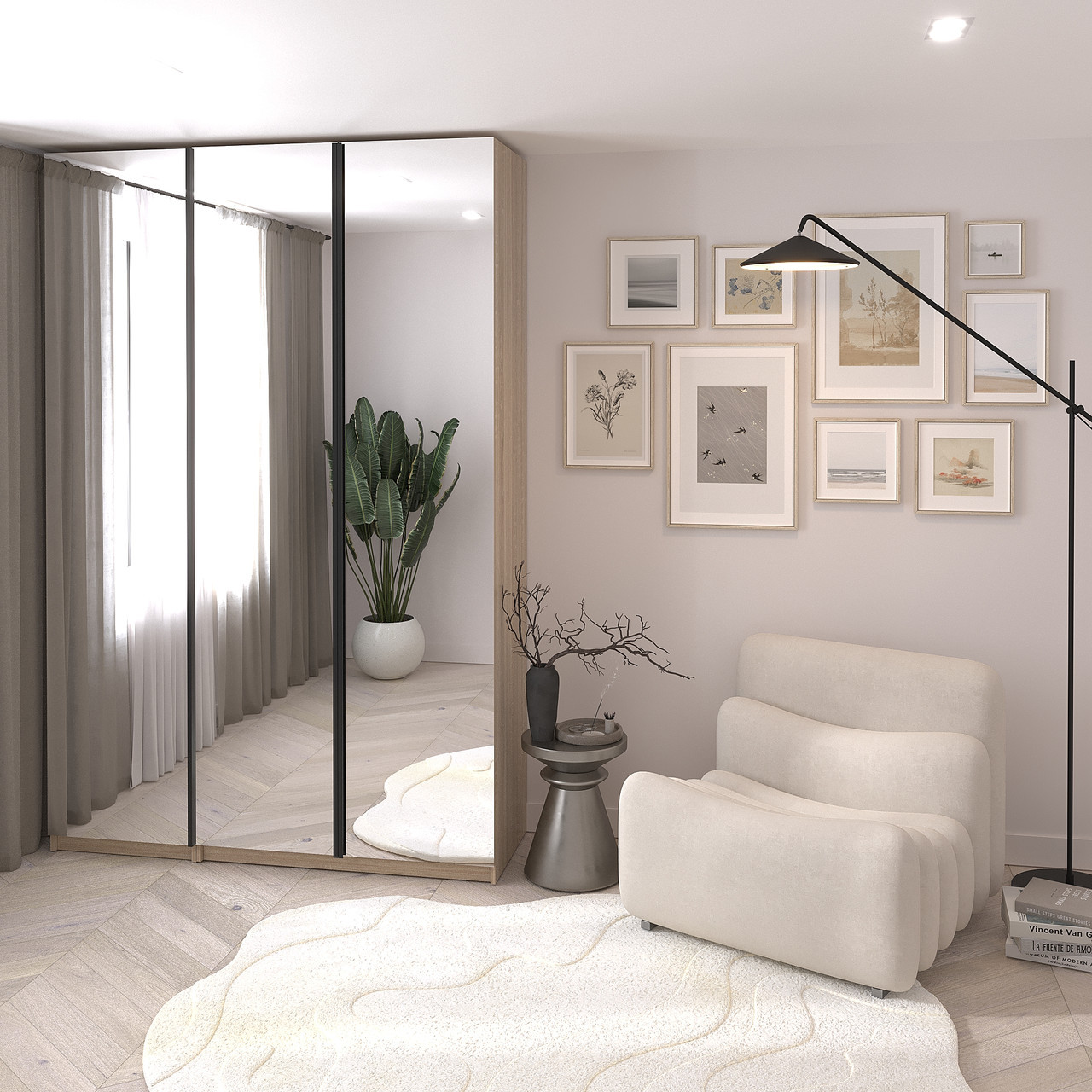 Шкаф Дуэт-2 с зеркалом 240х150х52 cм KOD- Дуэт-2-2,4 зеркало