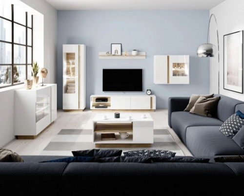Тумба под телевизор Perfect Home Arco (Marco) 2D/187 белый глянец/дуб грандсон
