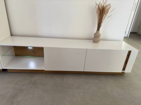 Тумба под телевизор Perfect Home Arco (Marco) 2D/187 белый глянец/дуб грандсон