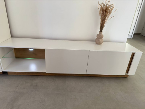 Тумба под телевизор Perfect Home Arco (Marco) 2D/187 белый глянец/дуб грандсон