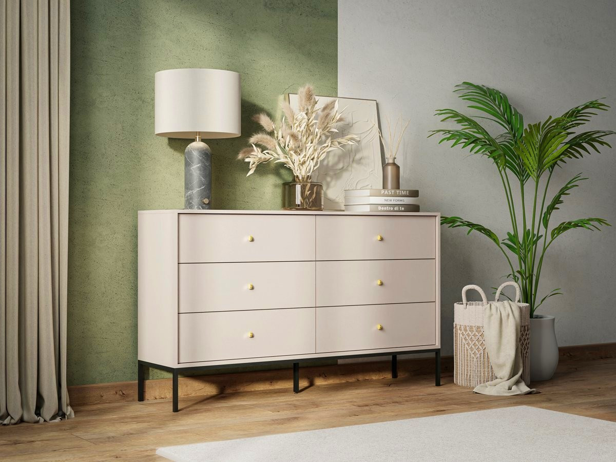 Комод Perfect Home Моно/Mono с 6 ящиками, черные ножки MKS154 Беж песочный