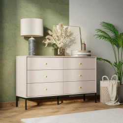 Комод Perfect Home Моно/Mono с 6 ящиками, черные ножки MKS154 Беж песочный