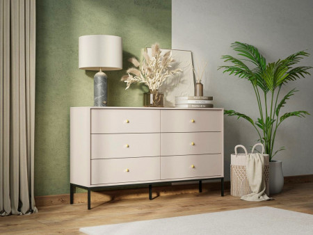 Комод Perfect Home Моно/Mono с 6 ящиками, черные ножки MKS154 Беж песочный