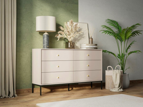 Комод Perfect Home Моно/Mono с 6 ящиками, черные ножки MKS154 Беж песочный