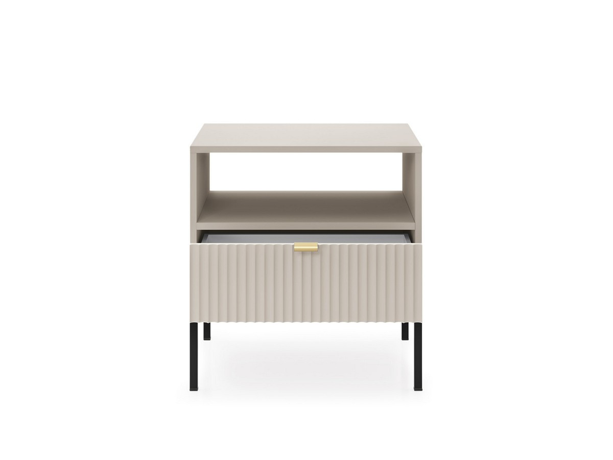 Тумба прикроватная Perfect Home Nova с 1 ящиком и черными ножками S54 Кашемир