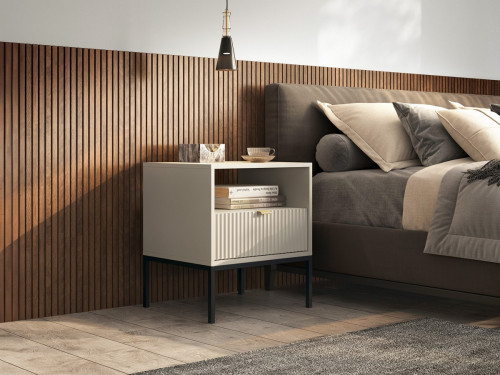 Тумба прикроватная Perfect Home Nova с 1 ящиком и черными ножками S54 Кашемир