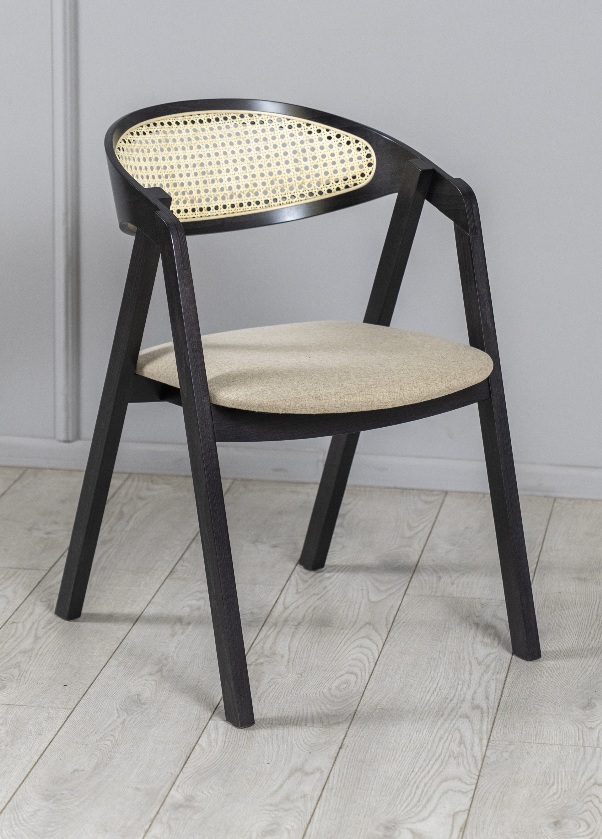 Стул деревянный TOP- Гуру Cane черный, ткань беж Cashmere 2 526*558*782