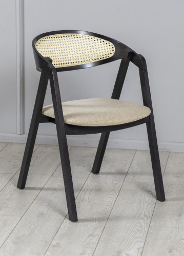 Стул деревянный TOP- Гуру Cane черный, ткань беж Cashmere 2 526*558*782