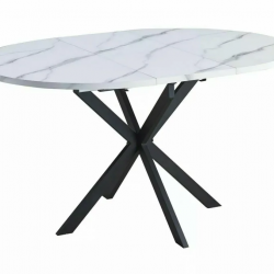 Стол SIGNAL Gaston 100(135)*100 белый эффект мрамора/ черный мат