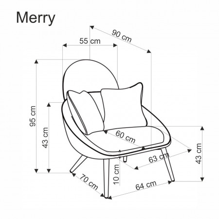 Кресло мягкое HALMAR MERRY (кремвый)