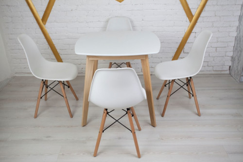 Кухонный комплект Ont- Джузеппе белый квадратный стол + 4 стула Classic (Осако)