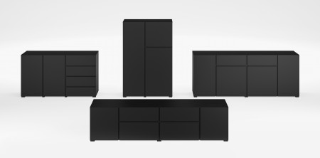 Комод на 3 двери Helvetia ASYMETRIC 24W3OA46 (черный оникс)