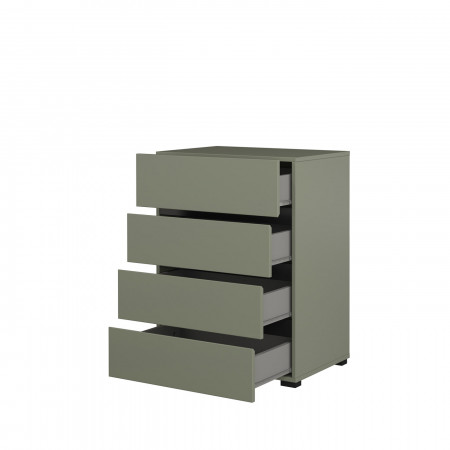 Комод на 4 ящика в прихожую Helvetia CROSS 24GWMY27 (дымчатый зеленый -черный)