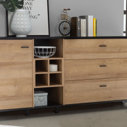 Комод на 1 дверь и 3 ящика Forte HIGH ROCK HRKK231 (дуб ривьера/черный)