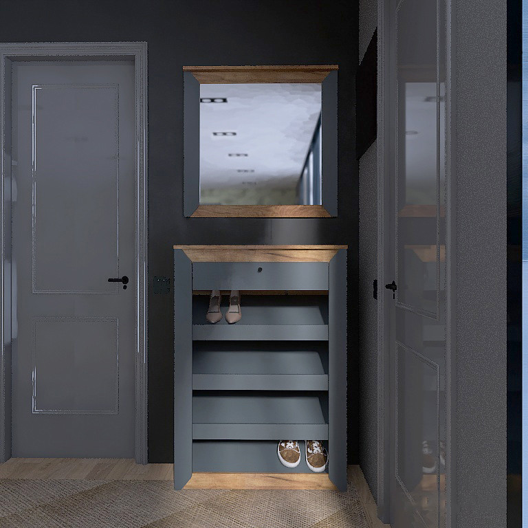 Прихожая с тумбой для обуви и зеркалом EVR- Нордик-3 дуб крафт золотой + графит