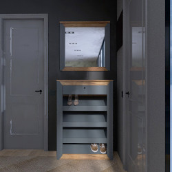 Прихожая с тумбой для обуви и зеркалом EVR- Нордик-3 дуб крафт золотой + графит