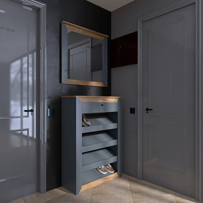 Прихожая с тумбой для обуви и зеркалом EVR- Нордик-3 дуб крафт золотой + графит