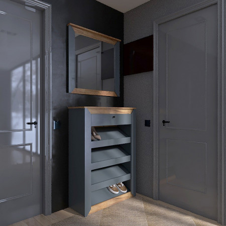 Прихожая с тумбой для обуви и зеркалом EVR- Нордик-3 дуб крафт золотой + графит