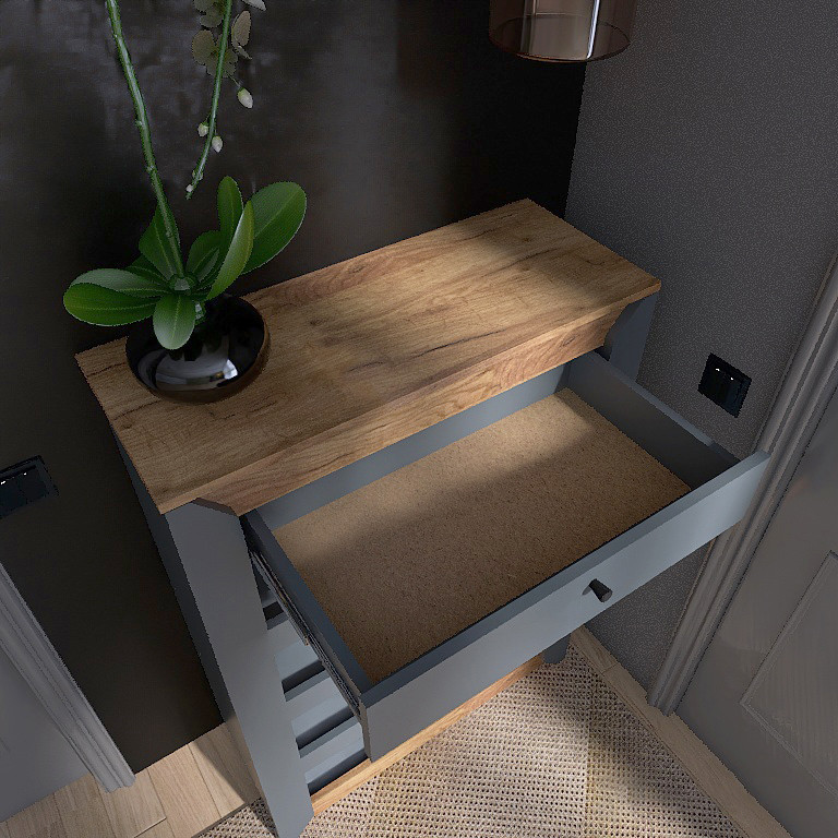 Прихожая с тумбой для обуви и зеркалом EVR- Нордик-3 дуб крафт золотой + графит