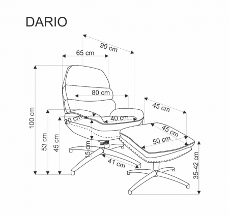 Кресло мягкое с подставкой для ног HALMAR DARIO (бежевый) 
