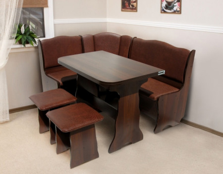 Кухонный комплект BIO- Гармония (ДСП темный орех, кожзам шоколад)