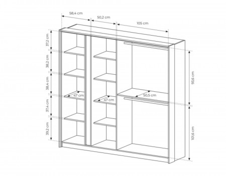 Шкаф для одежды Perfect Home Даст / Dast 4-дверный с зеркалом 4D/220 Беж