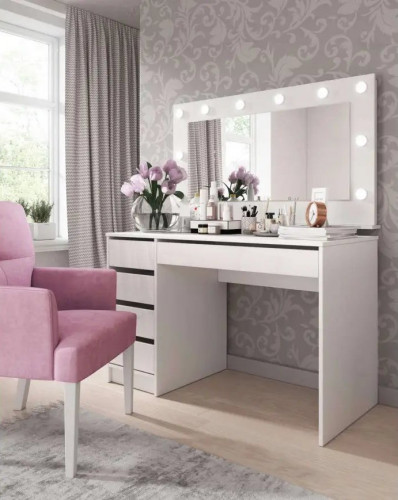 Стол туалетный письменный Perfect Home Ада/Ada 5S/120 с 5 ящиками Белый мат