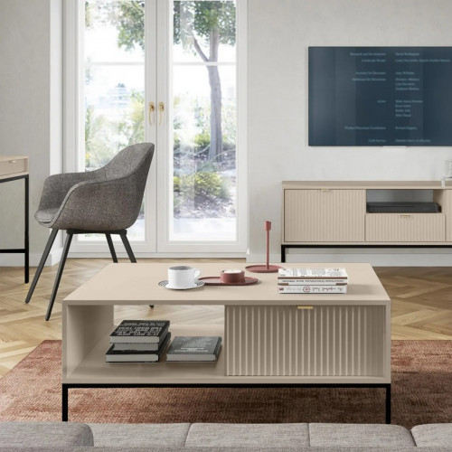Стол журнальный Perfect Home Nova с 2 ящиками и черными ножками L104 Кашемир