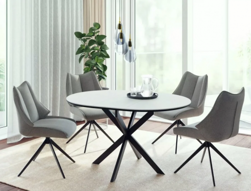 Стол SIGNAL Gaston CERAMIC 100(135)*100 белый / черный