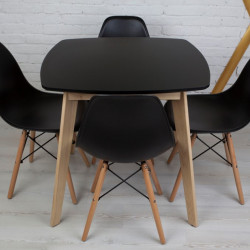 Кухонный комплект Ont- Джузеппе черный квадратный стол + 4 стула Classic (Осако)