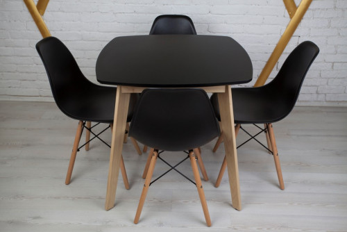 Кухонный комплект Ont- Джузеппе черный квадратный стол + 4 стула Classic (Осако)