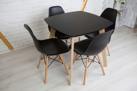 Кухонный комплект Ont- Джузеппе черный квадратный стол + 4 стула Classic (Осако)