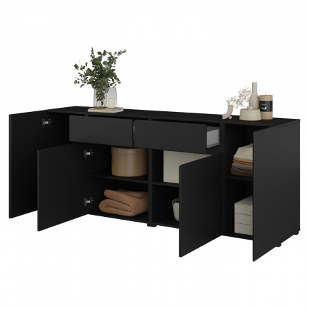 Комод на 4 двери и 2 ящика Helvetia ASYMETRIC 24W3OA47 (черный оникс)