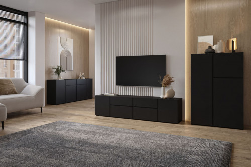 Комод на 4 двери и 2 ящика Helvetia ASYMETRIC 24W3OA47 (черный оникс)