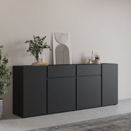 Комод на 4 двери и 2 ящика Helvetia ASYMETRIC 24W3OA47 (черный оникс)