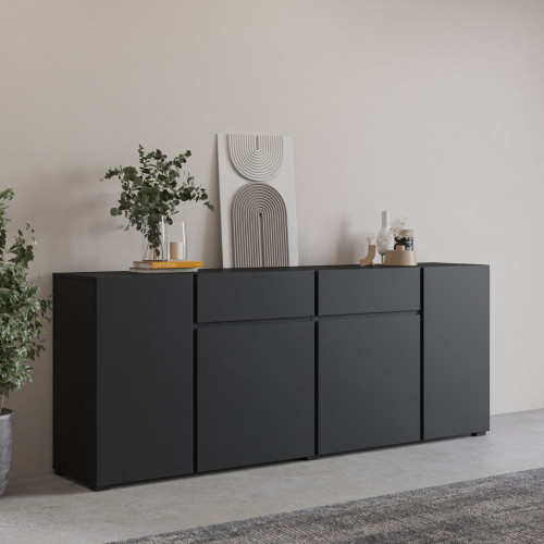 Комод на 4 двери и 2 ящика Helvetia ASYMETRIC 24W3OA47 (черный оникс)