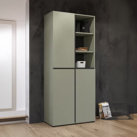 Шкаф на 3 двери в прихожую Helvetia CROSS 24GWMY88 (дымчатый зеленый -черный)