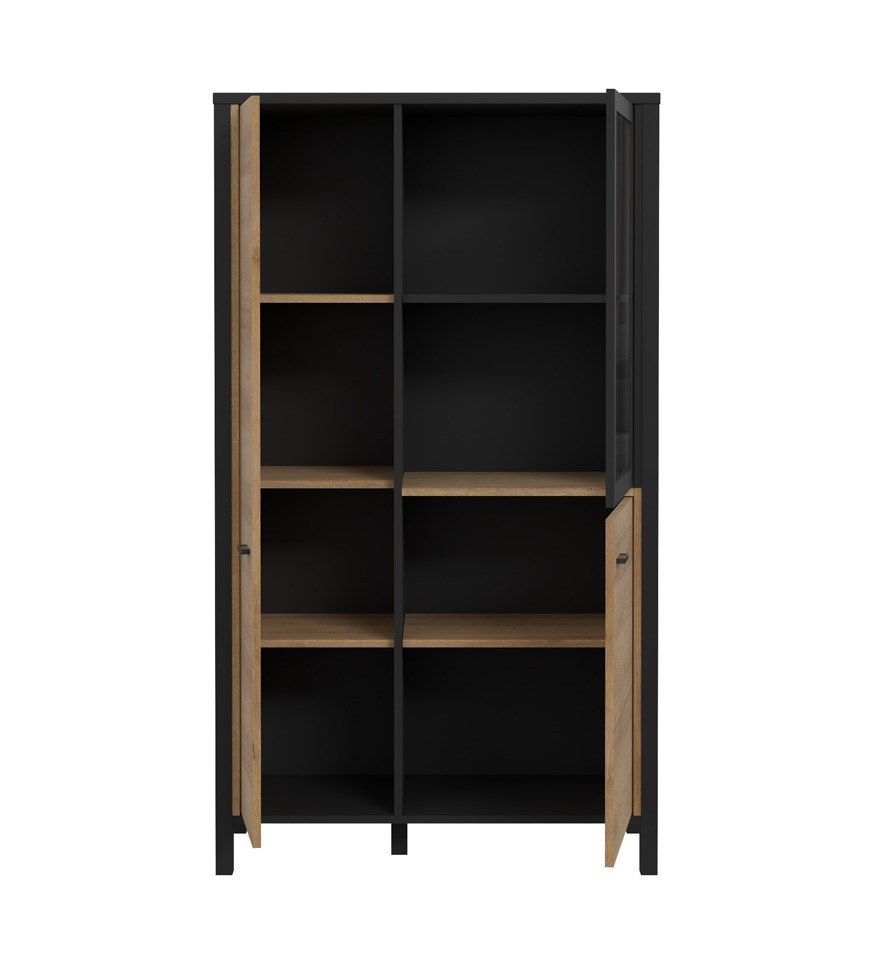 Витрина на 2 двери Forte HIGH ROCK HRKV521 (дуб ривьера/черный)