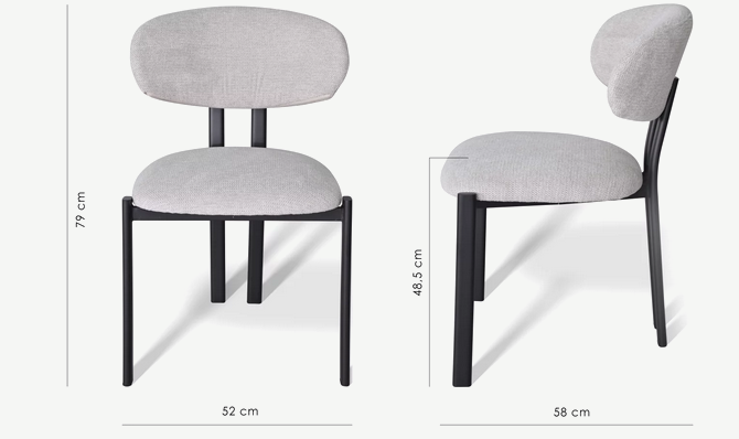 Стул обеденный CRV- Tomas Marble linen black base,серо-бежевый