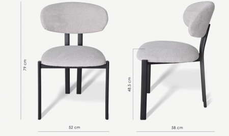 Стул обеденный CRV- Tomas Marble linen black base,серо-бежевый