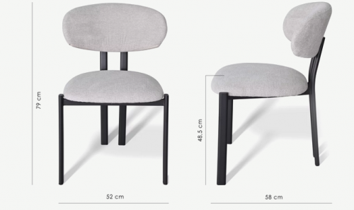 Стул обеденный CRV- Tomas Marble linen black base,серо-бежевый