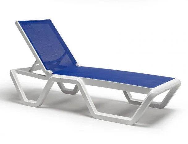 Шезлонг пластиковый VLL- SCAB VELA (антрацит, белый/синий) 